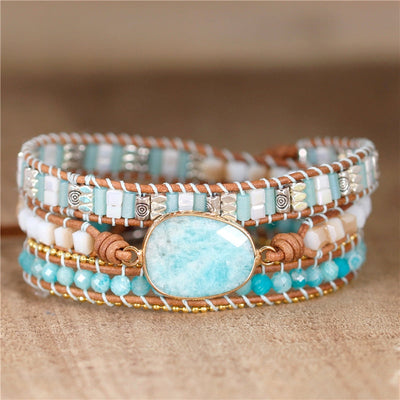 Bracelet enveloppant chakra amazonite