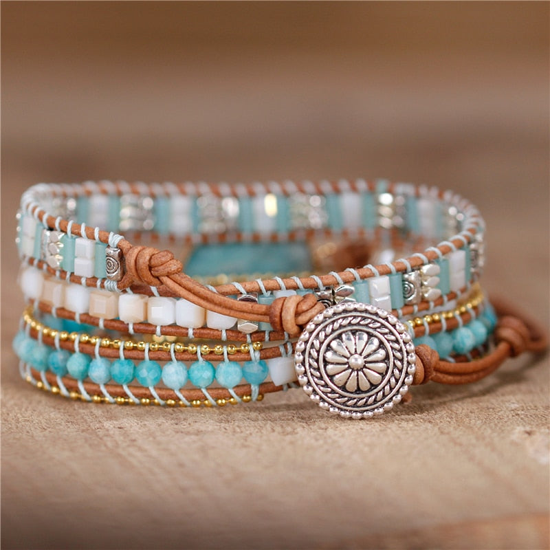 Bracelet enroulé de guérison des chakras en amazonite