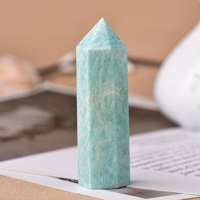 Tour de cristal d'amazonite pour l'équilibre et le calme