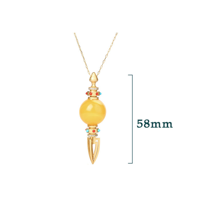 Collier pendentif spirituel plaqué or 24 carats Amber Vajra