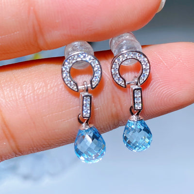 Boucles d'oreilles de guérison en cristal d'améthyste 25 mm en argent