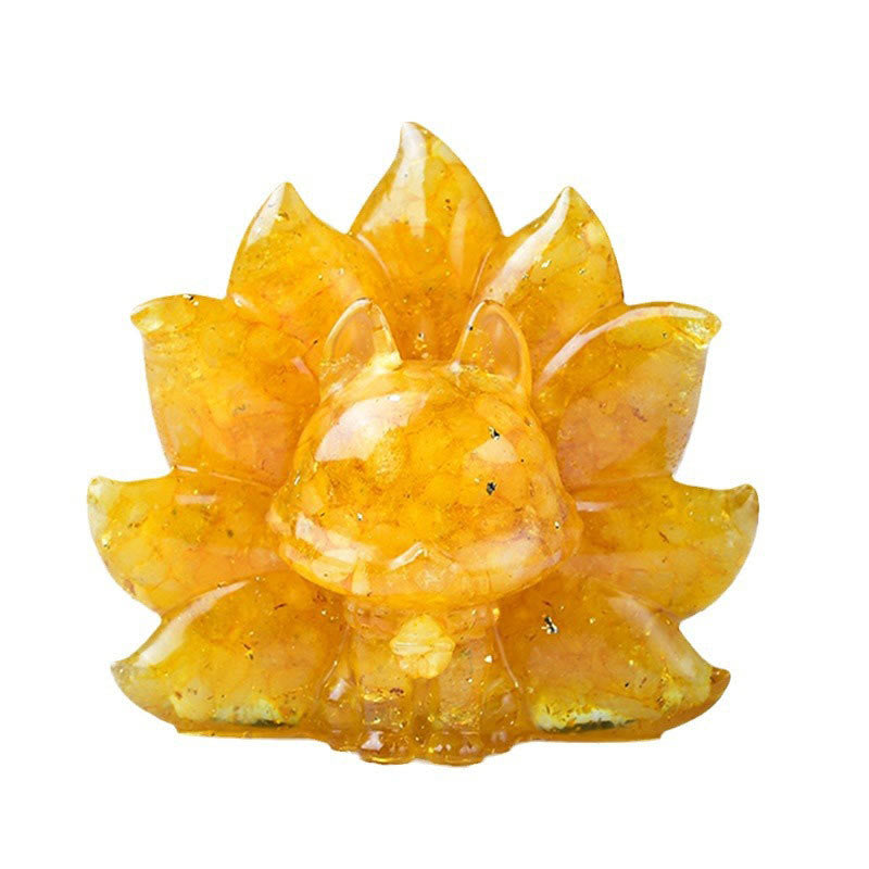 Figurine animale de renard à neuf queues en améthyste de 8,8 cm