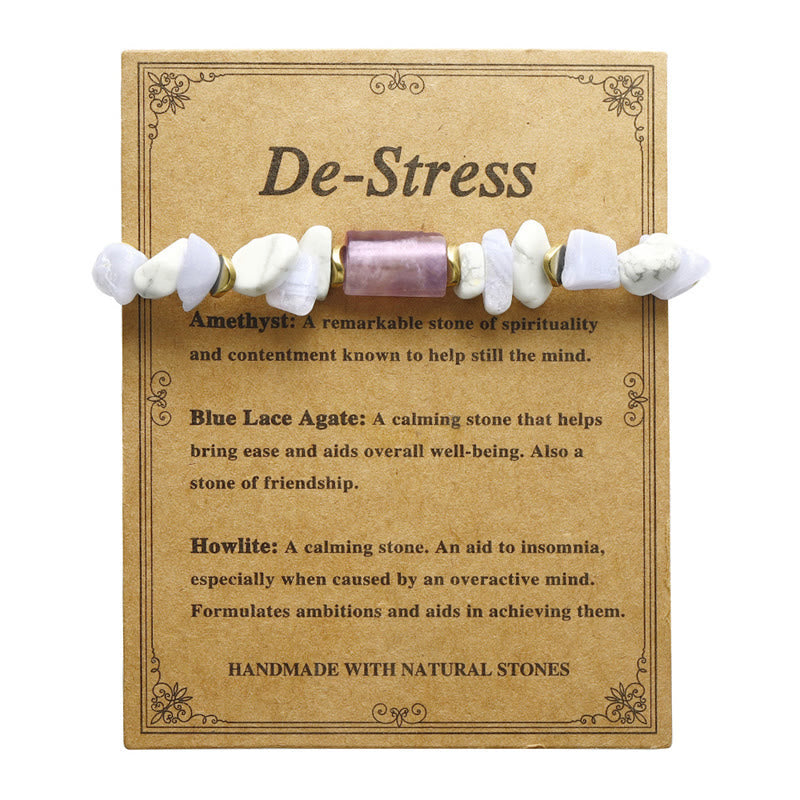 Bracelet de guérison anti-stress en agate dentelle bleue améthyste 14-24 cm