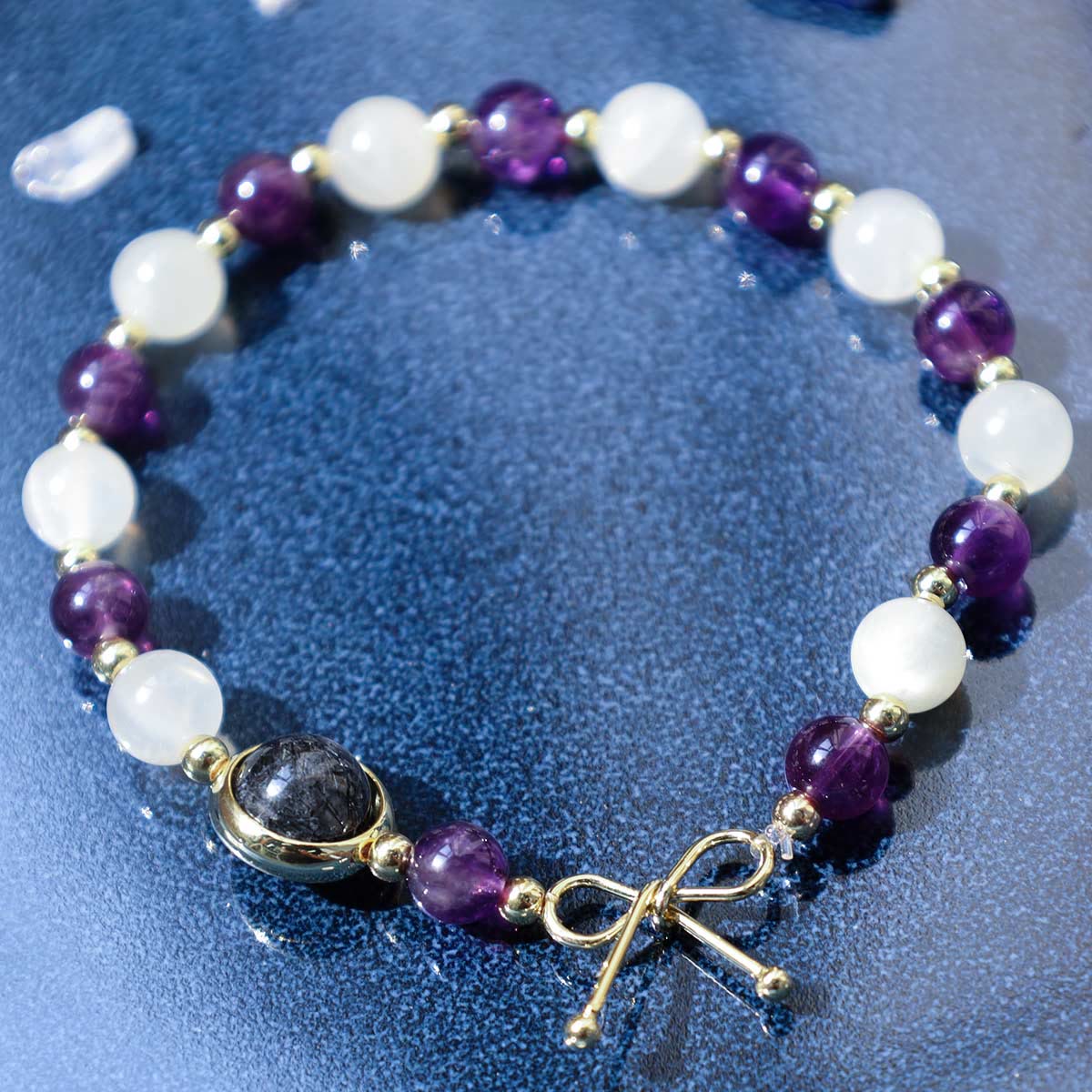 Bracelet de perles de guérison spirituelle en améthyste œil de chat