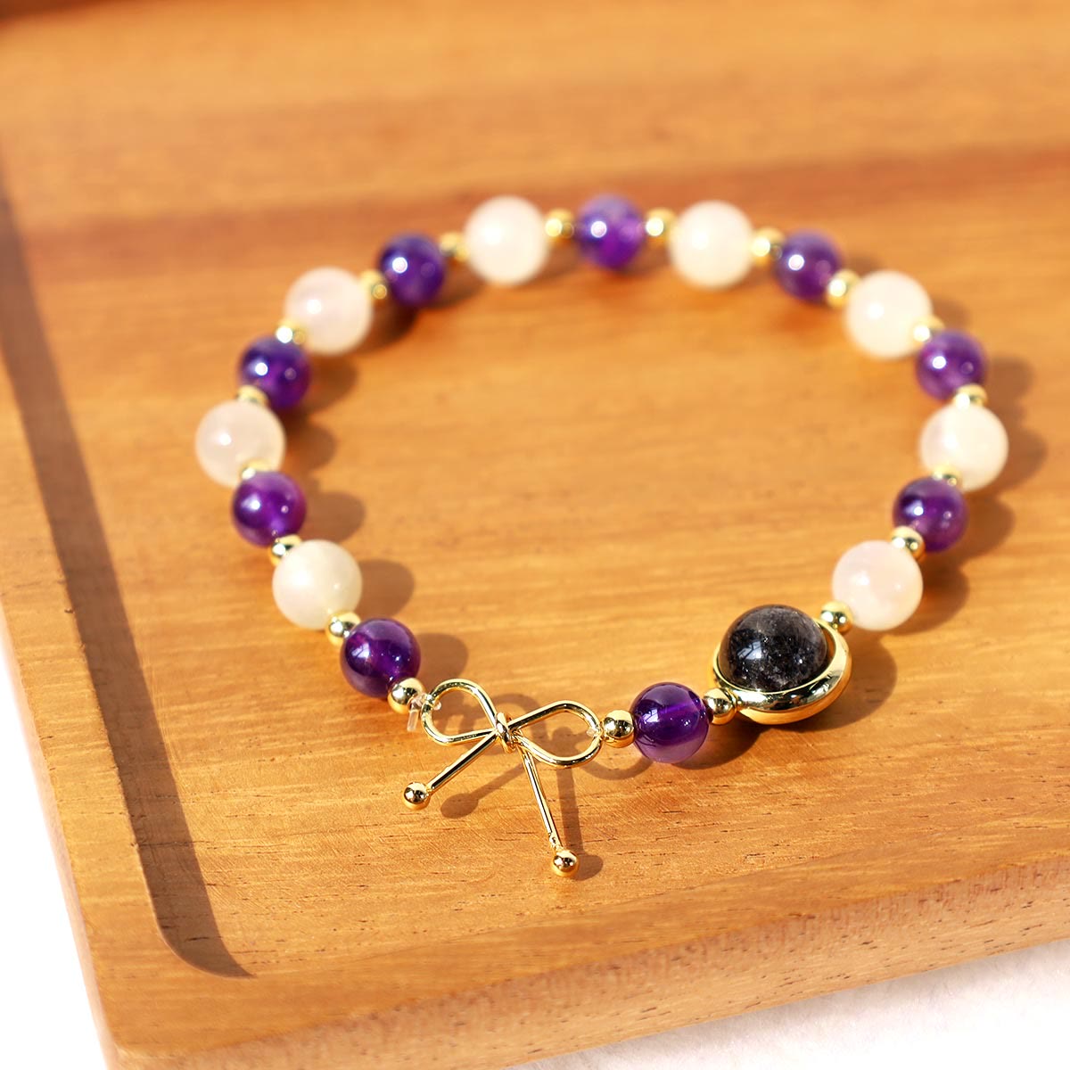 Bracelet de perles de guérison spirituelle en améthyste œil de chat