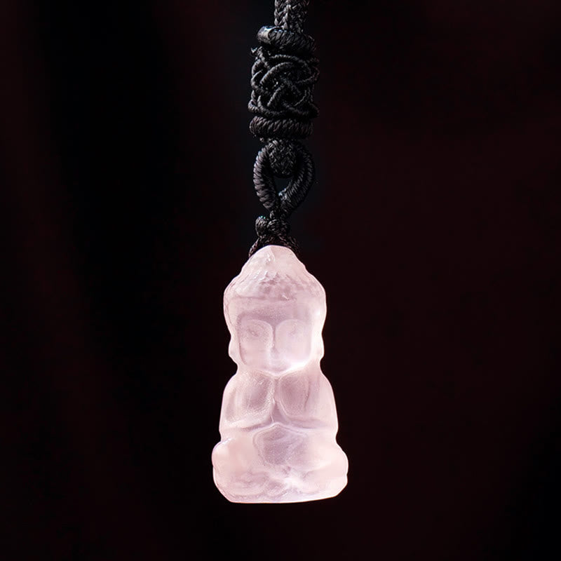 Collier pendentif Bouddha de guérison des chakras en améthyste 1,4 cm x 2,6 cm