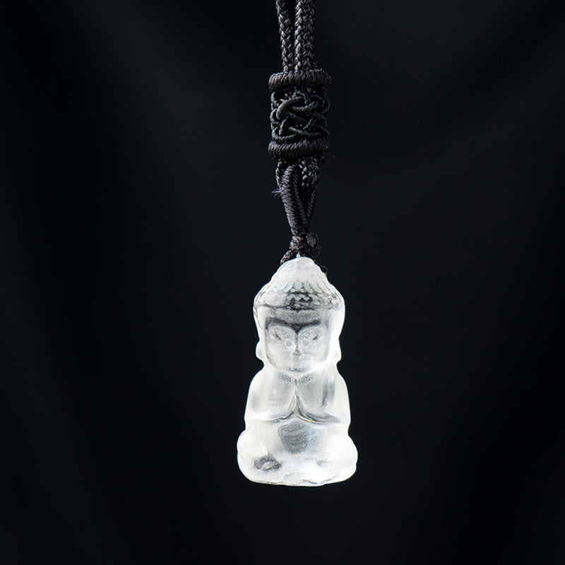 Collier pendentif Bouddha de guérison des chakras en améthyste 1,4 cm x 2,6 cm