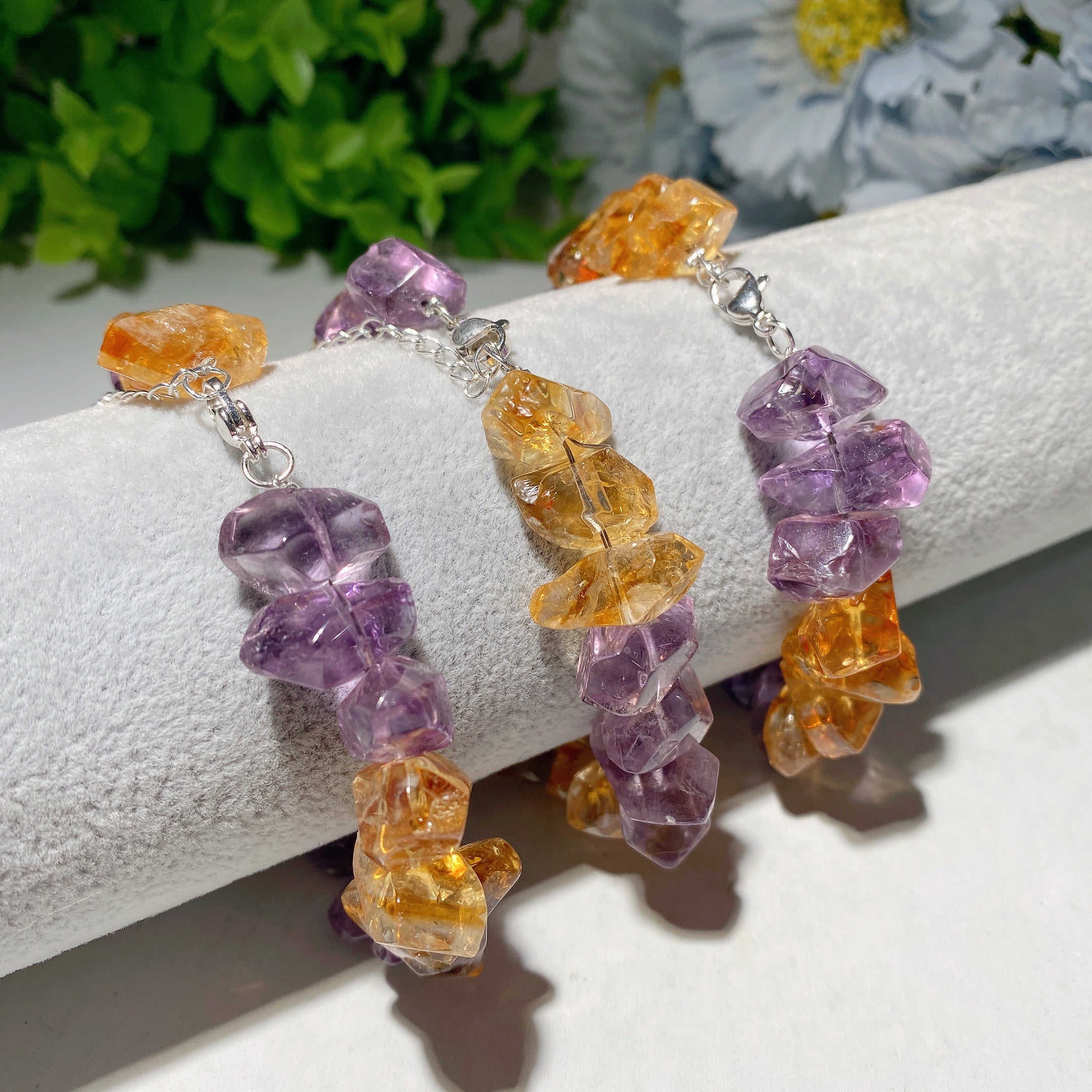 Amethyst Citrine Chips Healing Bracelet for Spiritual Protection