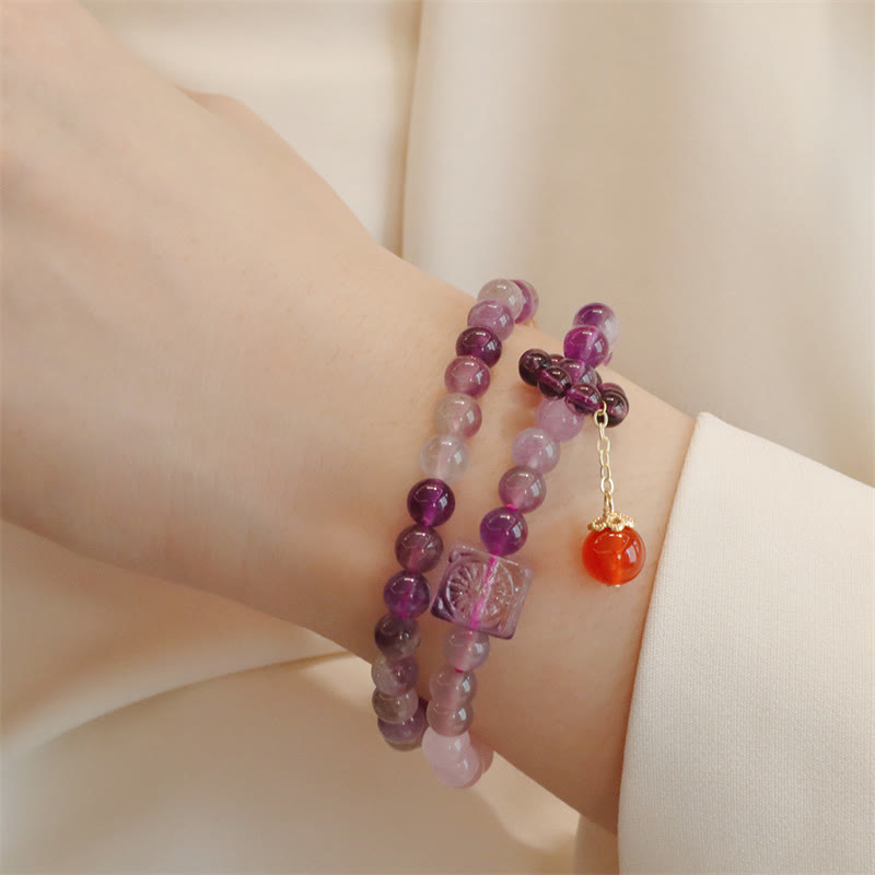 Bracelet double tour en améthyste et citrine pour une transformation positive