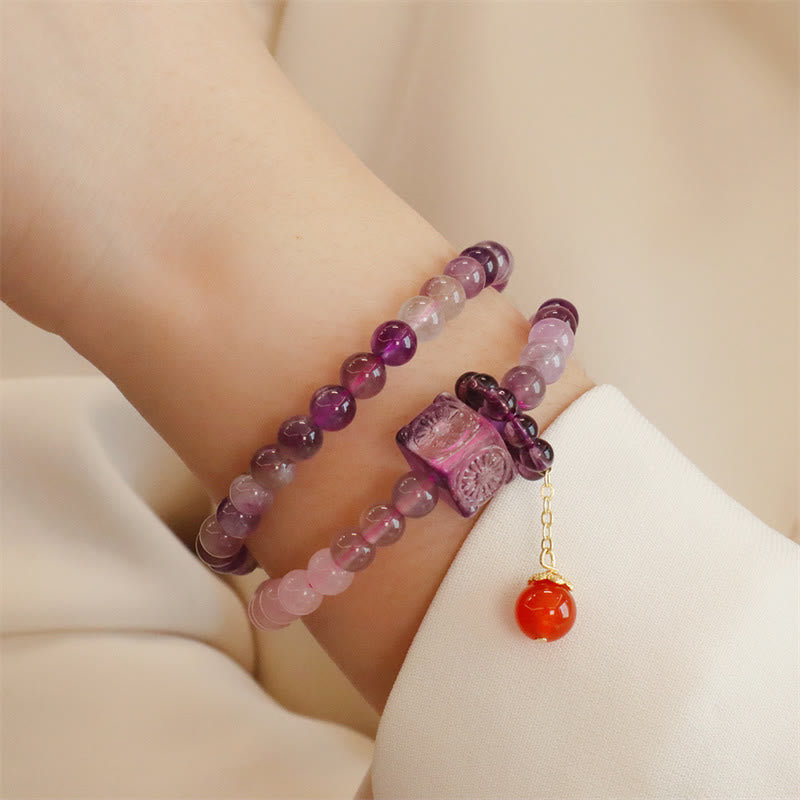 Bracelet double tour en améthyste et citrine pour une transformation positive