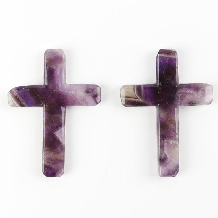 Amethyst Cross Crystal Figurine 3.57 inch Healing Carving