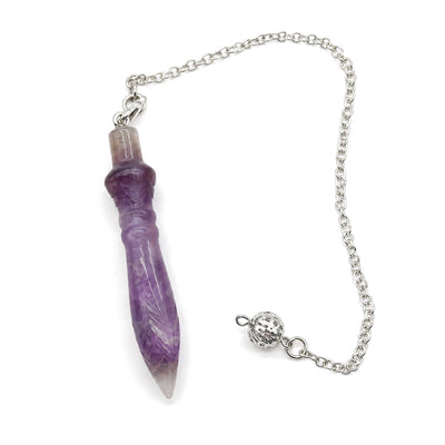 2.36 inch Amethyst Crystal Carving Pendulum for Healing, Amethyst, on a white background