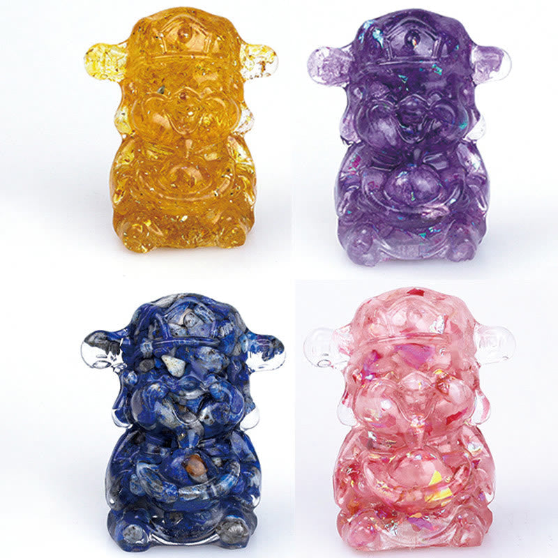 Améthyste Dieu de la richesse Cristal Résine Feng Shui Décor 5,6 cm