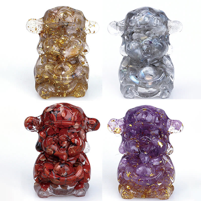 Améthyste Dieu de la richesse Cristal Résine Feng Shui Décor 5,6 cm