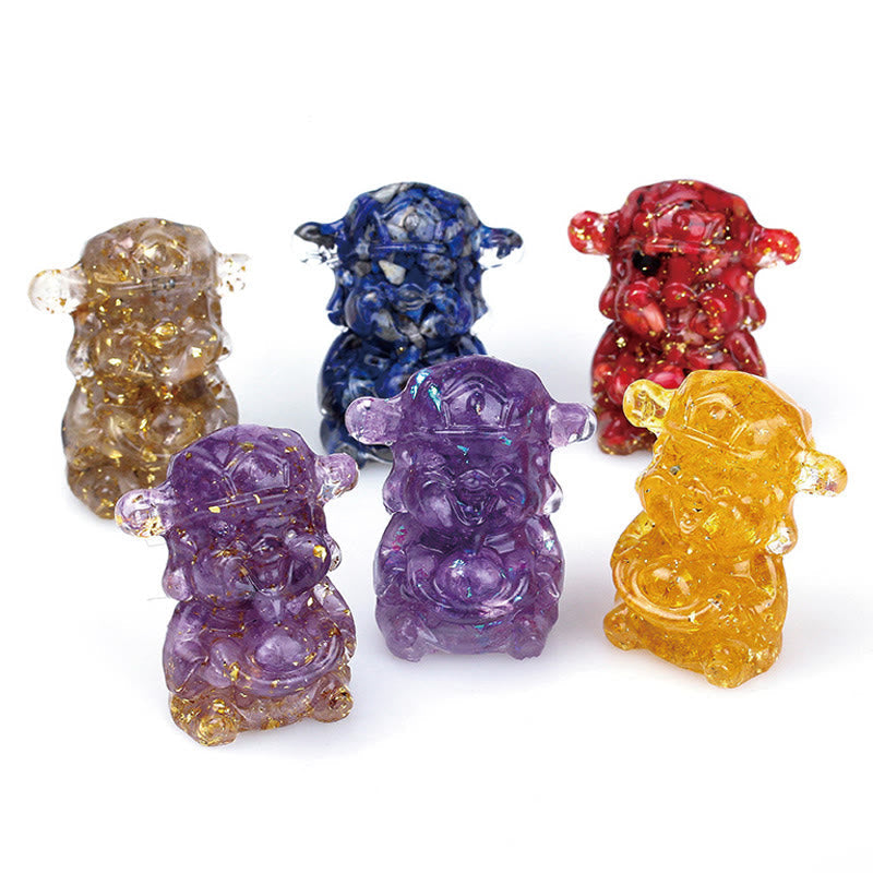 Améthyste Dieu de la richesse Cristal Résine Feng Shui Décor 5,6 cm