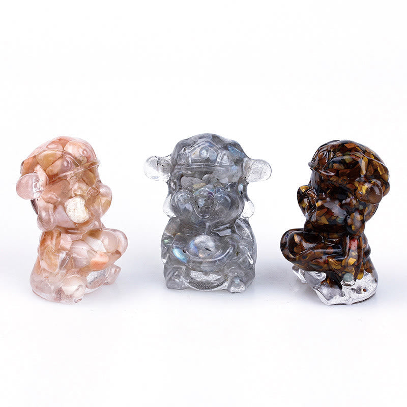 Améthyste Dieu de la richesse Cristal Résine Feng Shui Décor 5,6 cm
