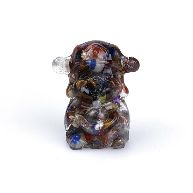 Améthyste Dieu de la richesse Cristal Résine Feng Shui Décor 5,6 cm