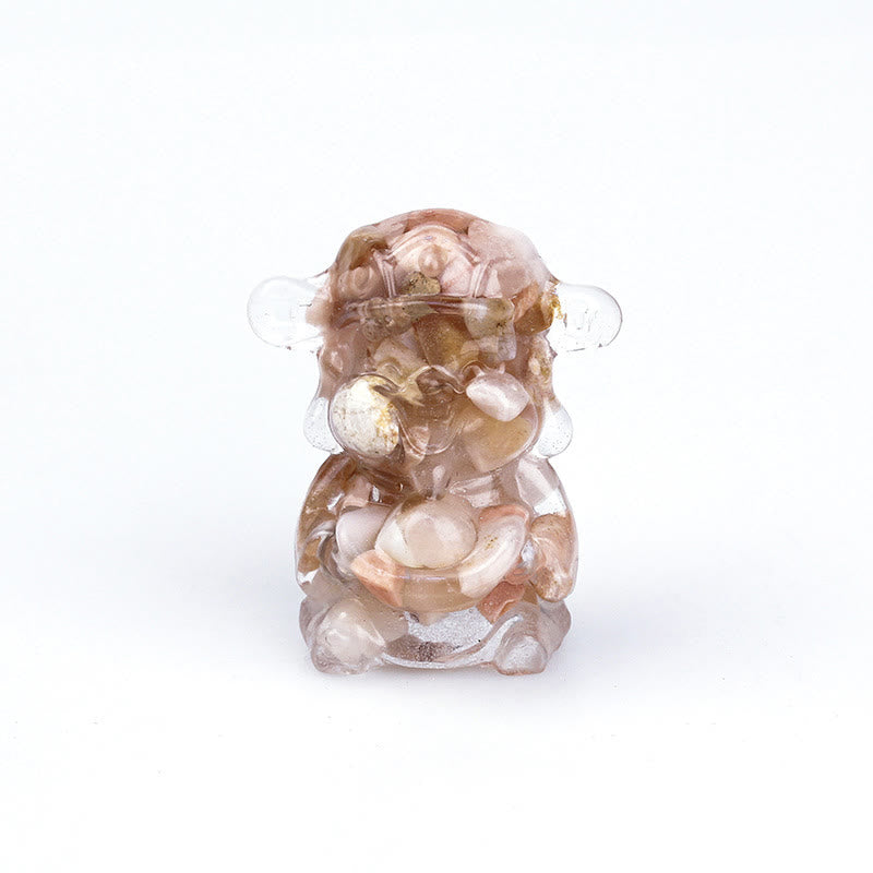 Améthyste Dieu de la richesse Cristal Résine Feng Shui Décor 5,6 cm