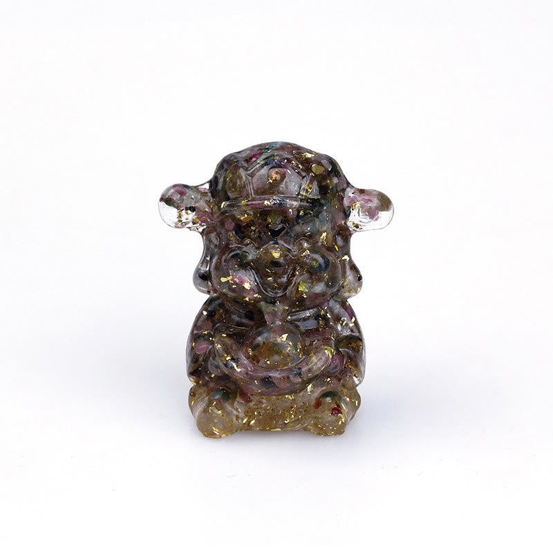 Améthyste Dieu de la richesse Cristal Résine Feng Shui Décor 5,6 cm
