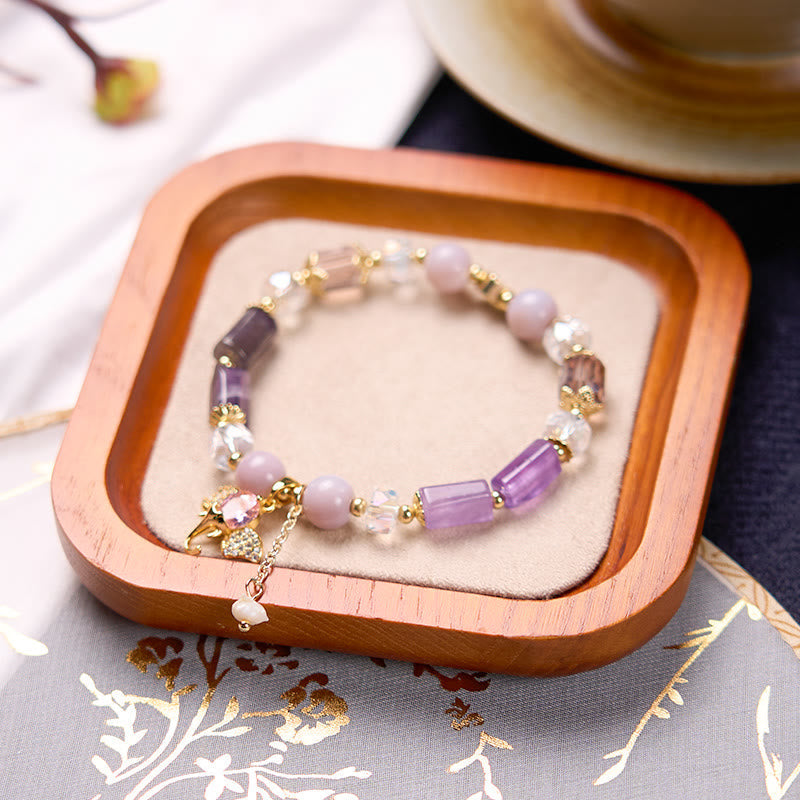 Bracelet à breloques éléphant en aventurine verte améthyste