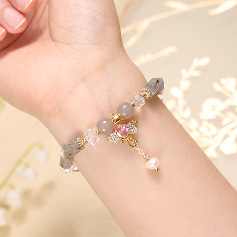 Bracelet à breloques éléphant en aventurine verte améthyste