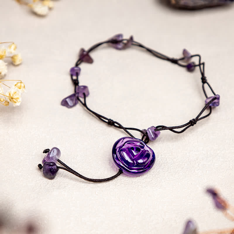 Ensemble de bijoux en améthyste avec bracelet, bracelet de cheville et collier
