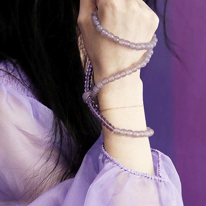 Bracelet de méditation en améthyste, cristal naturel de guérison, 15,5 cm