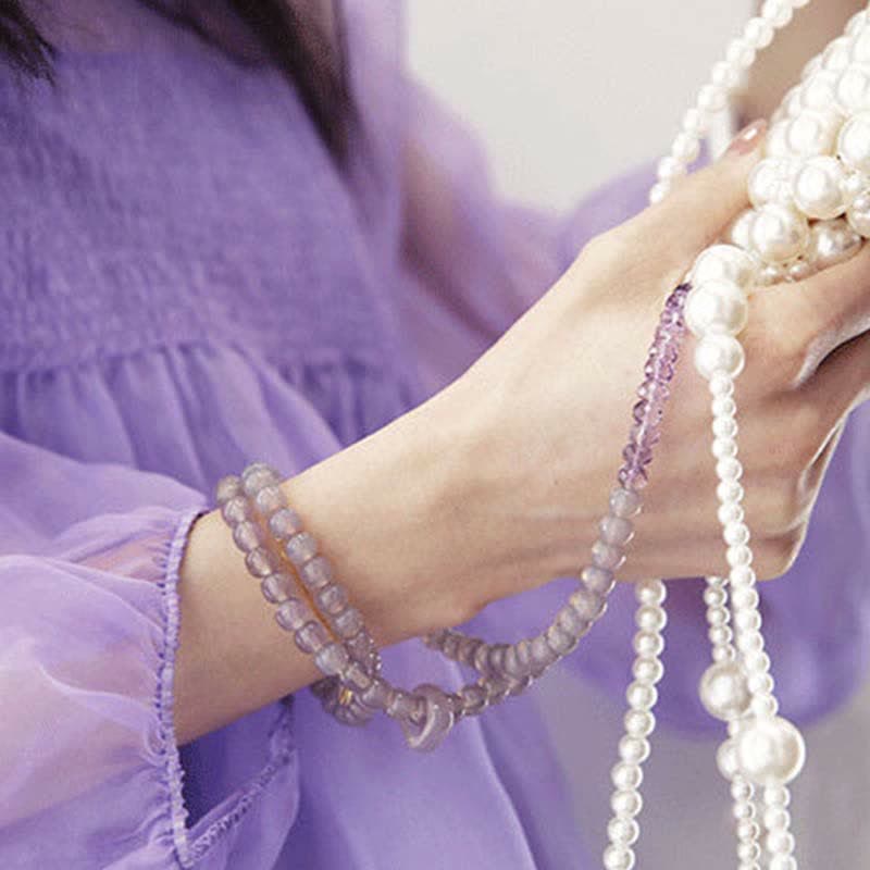 Bracelet de méditation en améthyste, cristal naturel de guérison, 15,5 cm