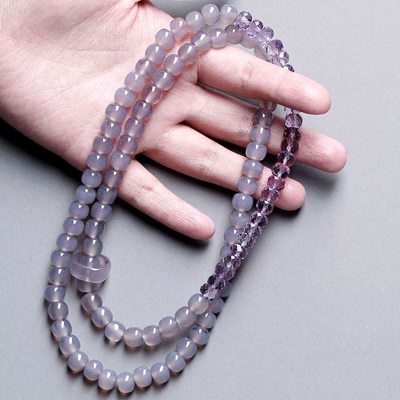 Bracelet de méditation en améthyste, cristal naturel de guérison, 15,5 cm