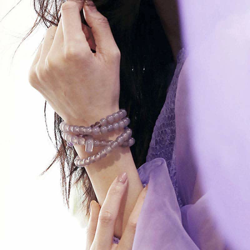 Bracelet de méditation en améthyste, cristal naturel de guérison, 15,5 cm