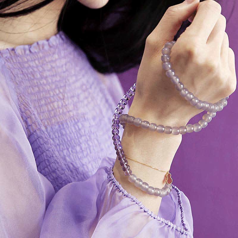 Bracelet de méditation en améthyste, cristal naturel de guérison, 15,5 cm