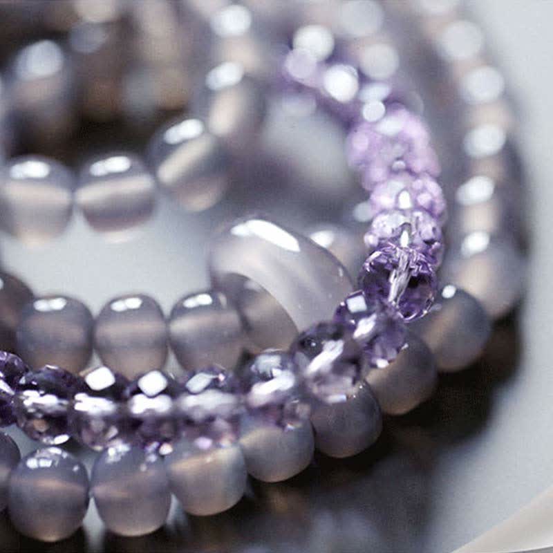 Bracelet de méditation en améthyste, cristal naturel de guérison, 15,5 cm