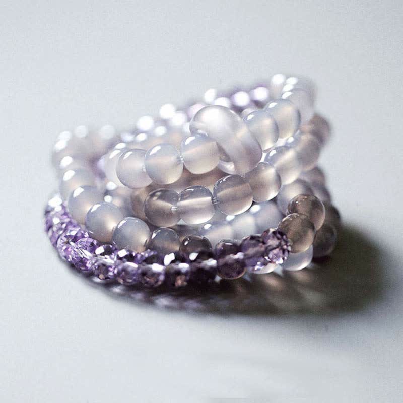 Bracelet de méditation en améthyste, cristal naturel de guérison, 15,5 cm