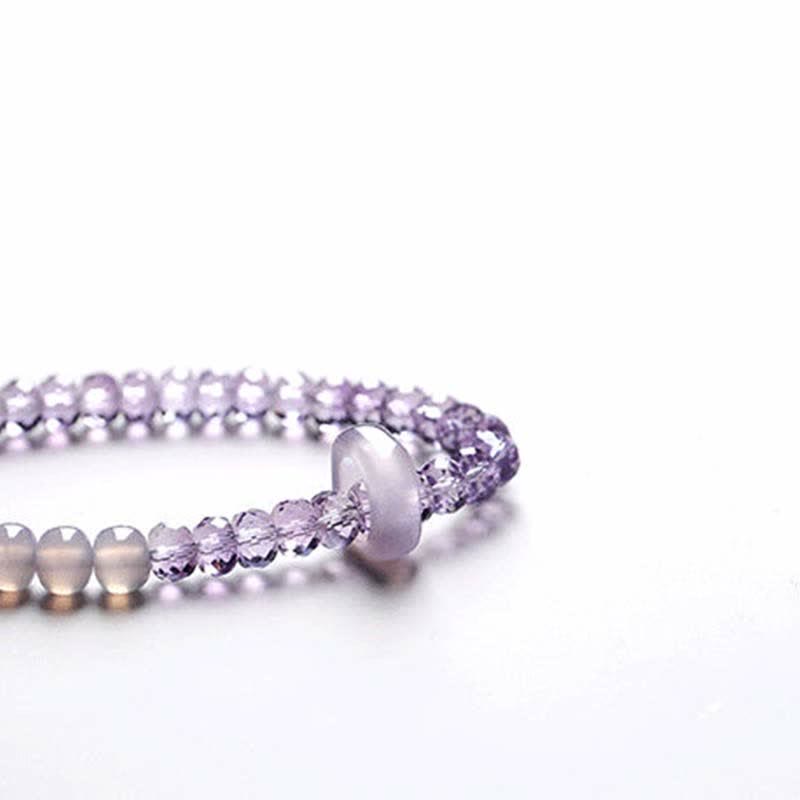Bracelet de méditation en améthyste, cristal naturel de guérison, 15,5 cm
