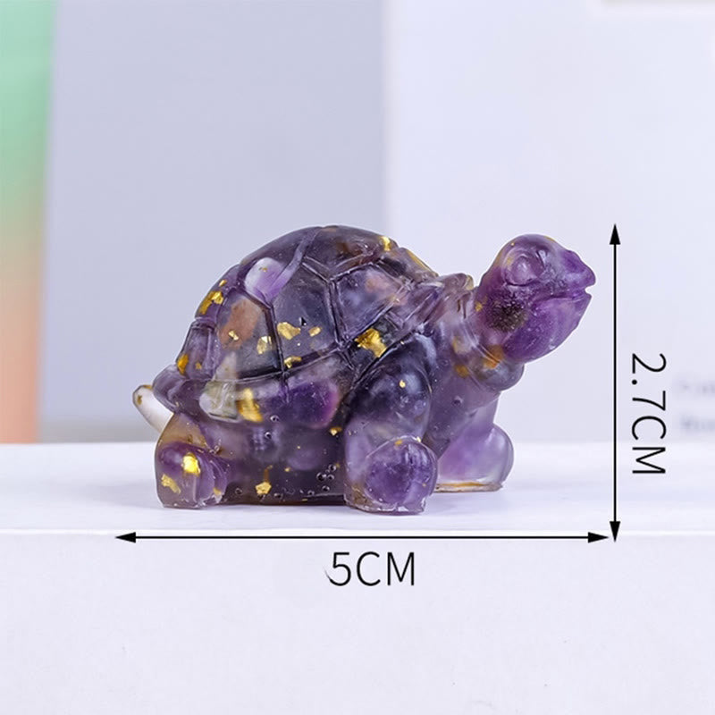 Statue de petite tortue en résine de cristal naturel d'améthyste