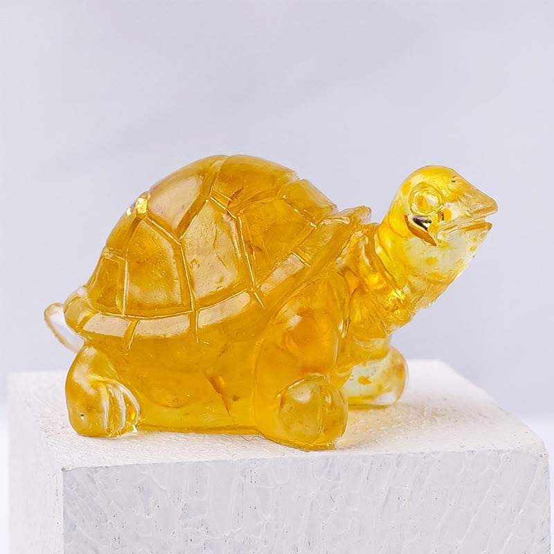Statue de petite tortue en résine de cristal naturel d'améthyste