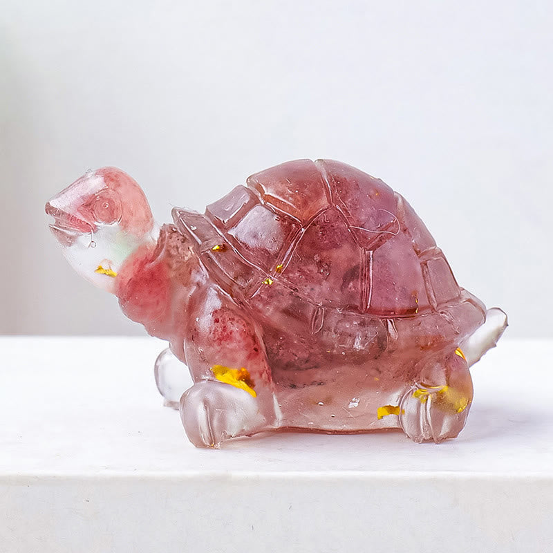 Statue de petite tortue en résine de cristal naturel d'améthyste