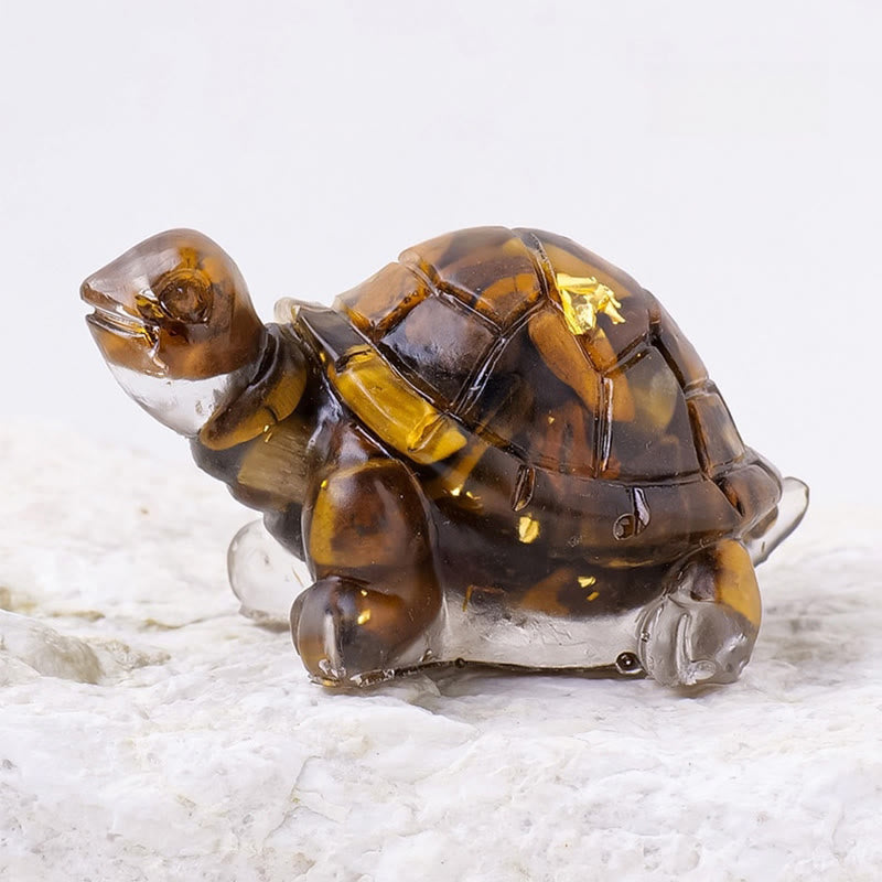 Statue de petite tortue en résine de cristal naturel d'améthyste