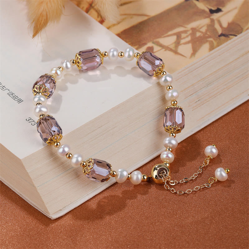 Bracelet de guérison de la paix en perles d'améthyste pour poignet de 14 à 16 cm