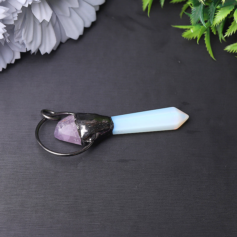 Amethyst Pendant with Opalite Drop 2.5 Inch for Healing