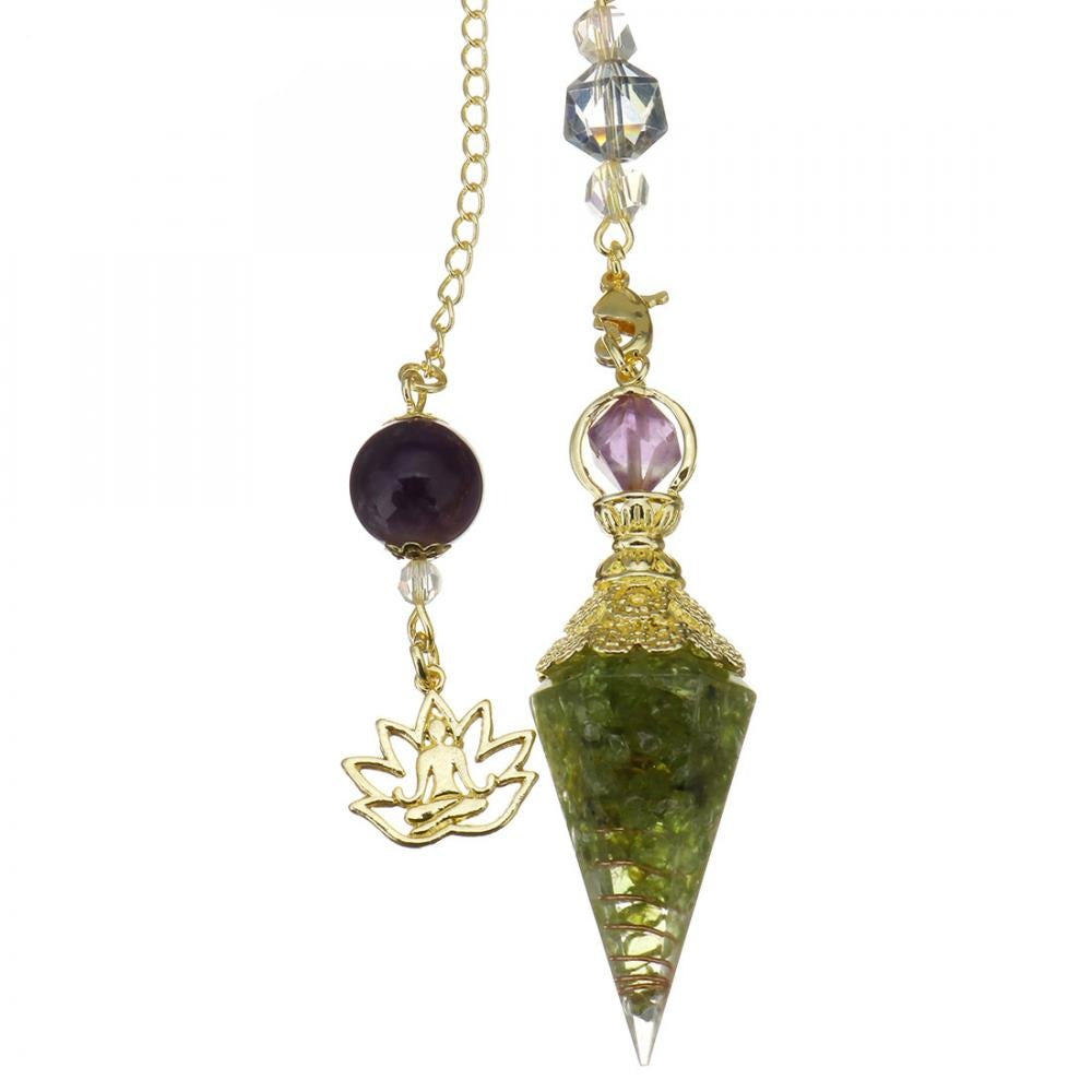 Pendule en cristal d'orgone améthyste péridot