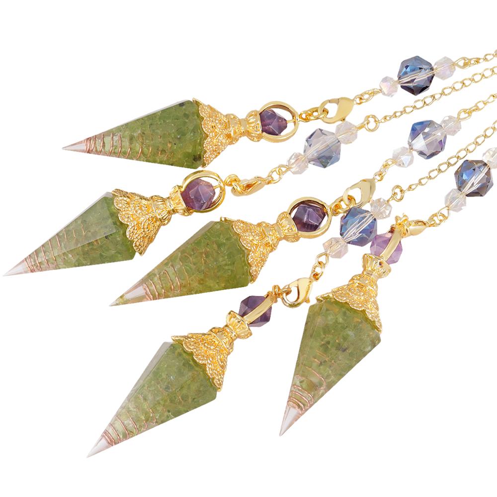 Pendule en cristal d'orgone améthyste péridot
