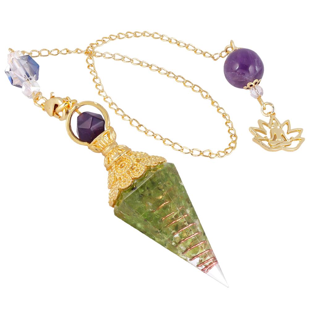 Pendule en cristal d'orgone améthyste péridot