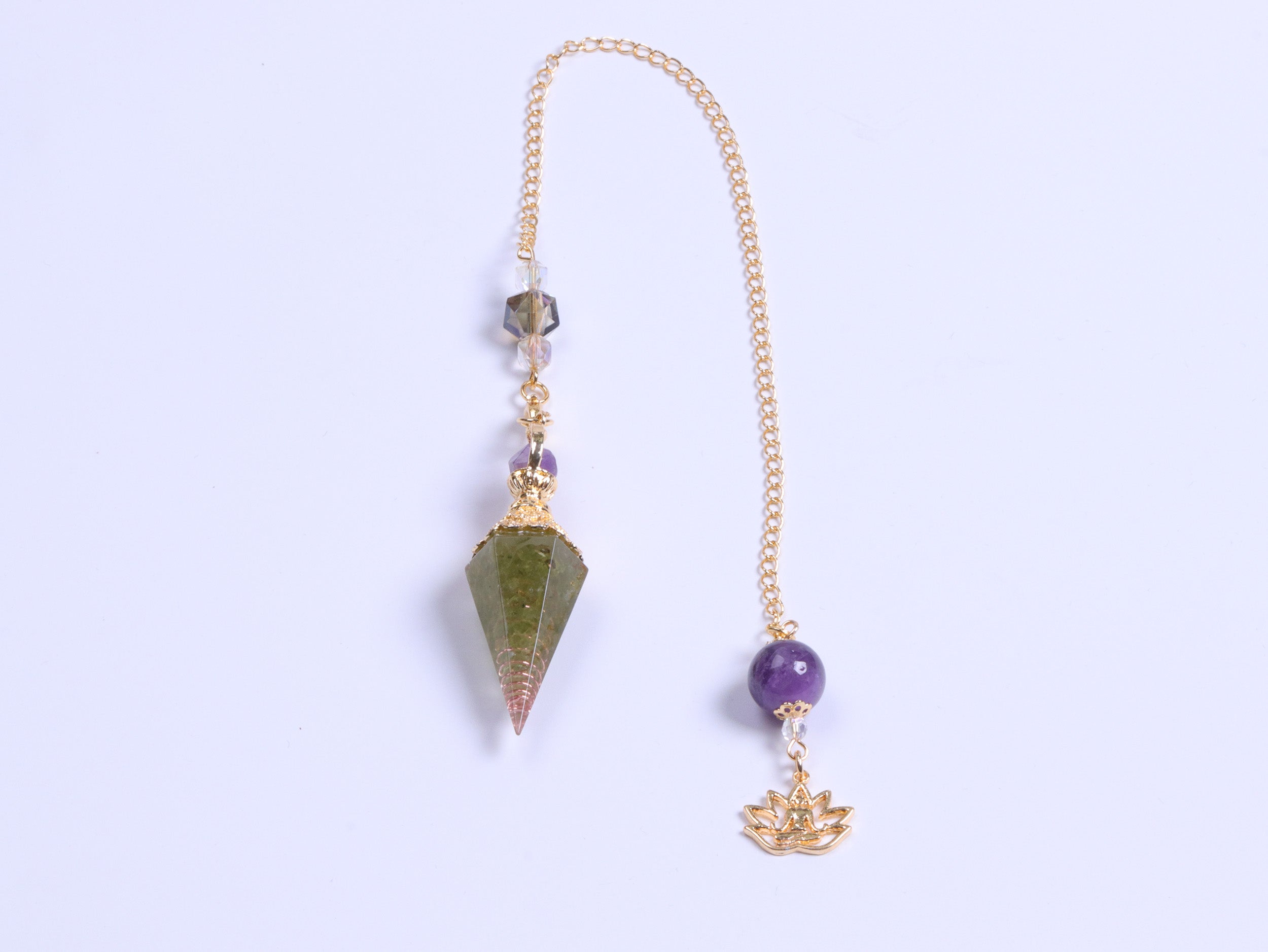 Pendule en cristal d'orgone améthyste péridot