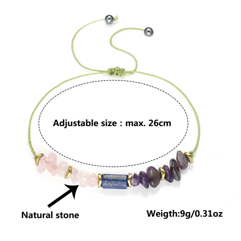 Bracelet de guérison en améthyste, quartz rose et lapis-lazuli