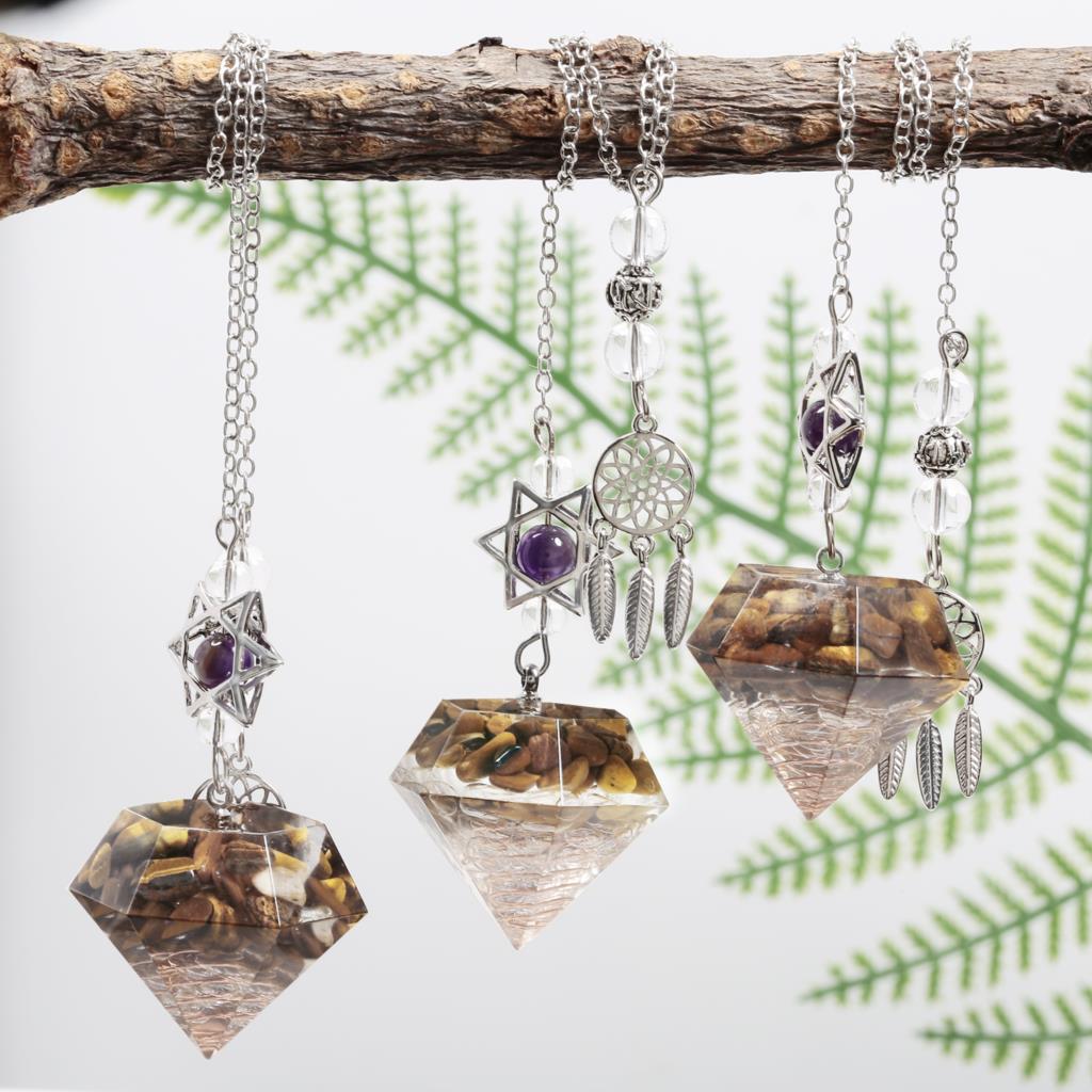 Pendule en cristal d'améthyste en forme d'étoile de David