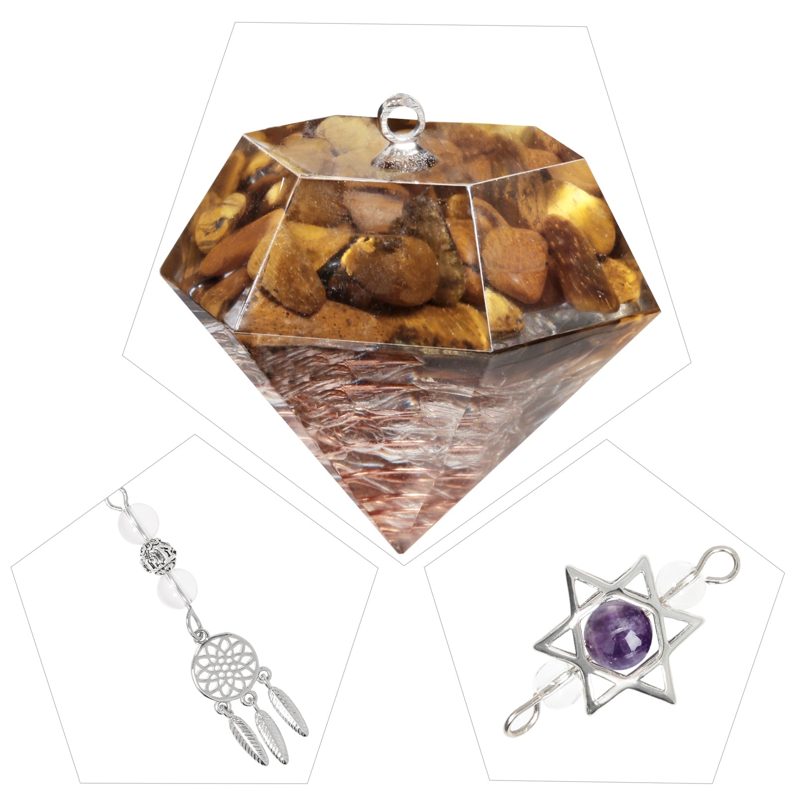 Pendule en cristal d'améthyste en forme d'étoile de David