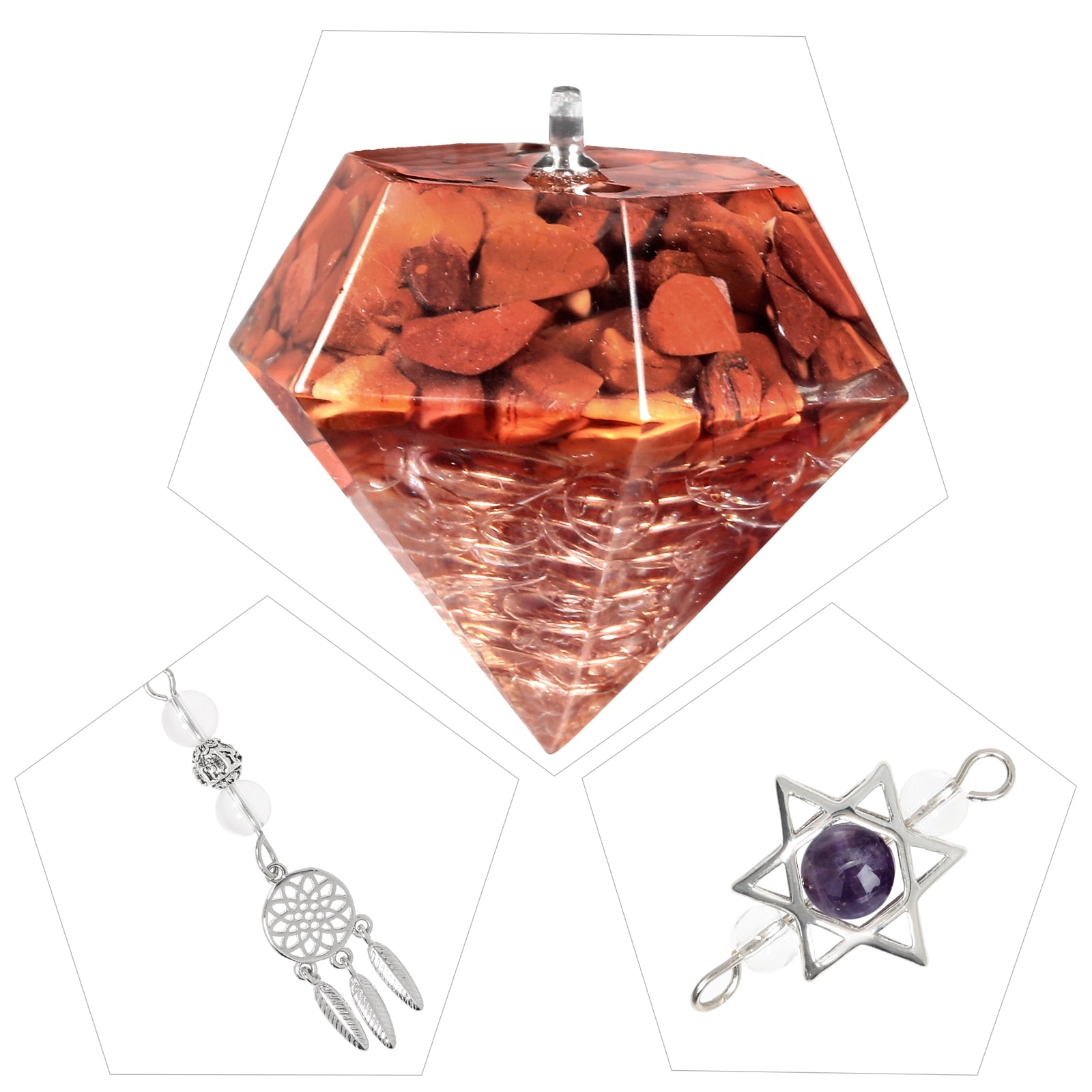 Pendule en cristal d'améthyste en forme d'étoile de David