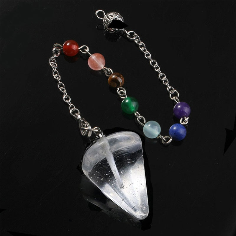 Pendule divinatoire en cristal d'améthyste et d'œil de tigre
