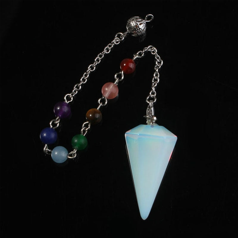 Pendule divinatoire en cristal d'améthyste et d'œil de tigre